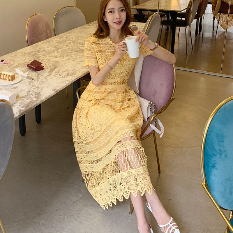 Yellow Lace Dress Summer – Coverstoriesdemo